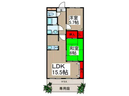 ソルデンテ21(2LDK/1階)の間取り写真