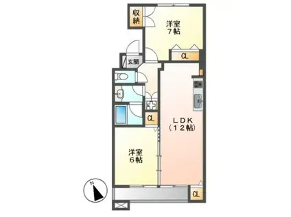 鹿の子ハウス(2LDK/1階)の間取り写真