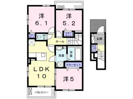 スカイ ウエスト(3LDK/2階)の間取り写真