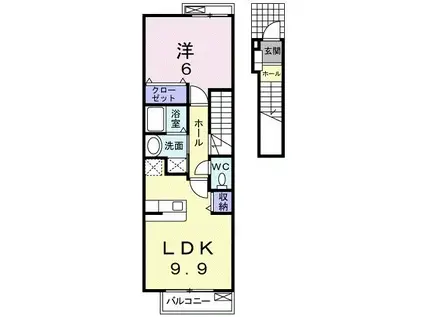 シャンテA棟(1LDK/2階)の間取り写真