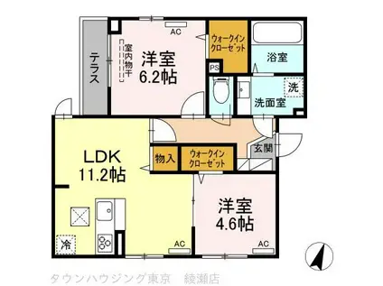 ルリアン綾瀬(1LDK/1階)の間取り写真