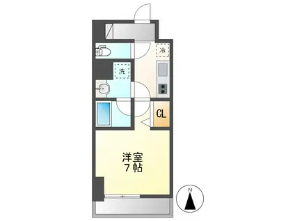 グランドゥール名駅西(1K/7階)の間取り写真