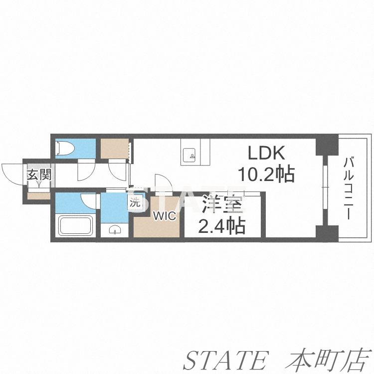 コンフォリア・リヴ北久宝寺Q(1LDK/13階)の間取り写真