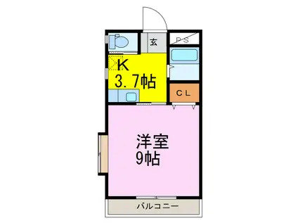 ラフォーレモンターニュII(1K/2階)の間取り写真