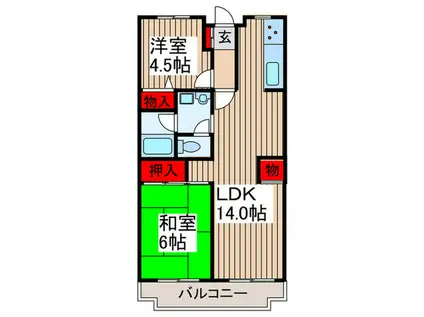 ルミエール松原(2LDK/3階)の間取り写真