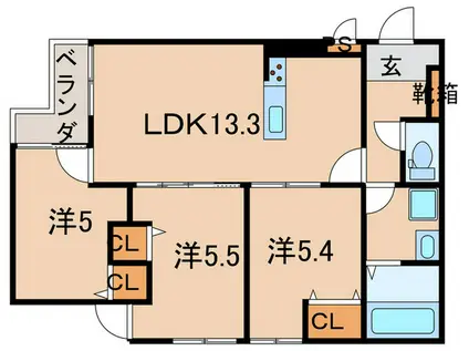 IL MIO CORTE塚口(3LDK/2階)の間取り写真