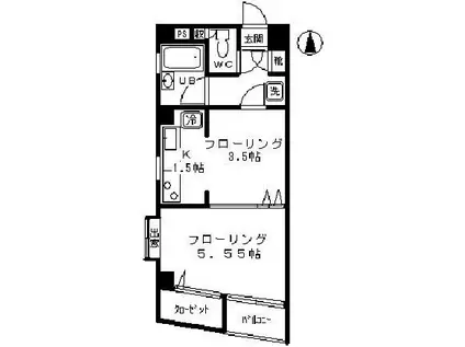 アドバンス高円寺(1K/2階)の間取り写真