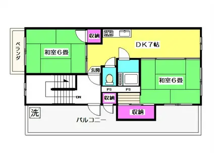 大洋中村橋マンション(2DK/3階)の間取り写真