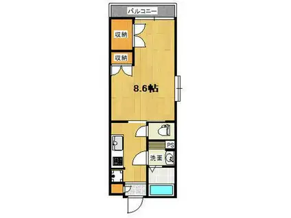 GRAVERDE ARATA(1K/2階)の間取り写真