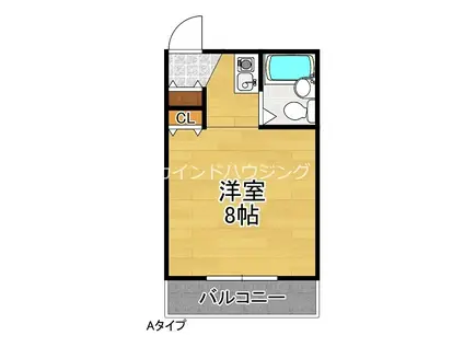 プリス清水丘(1K/1階)の間取り写真