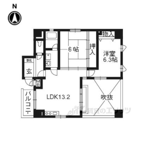 オーキッド山下(2LDK/7階)の間取り写真