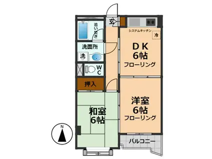 CRESSEDA(2DK/3階)の間取り写真