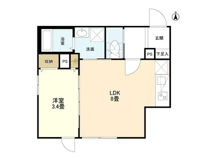 ウェルスクエア多摩川矢口(1LDK/3階)の間取り写真