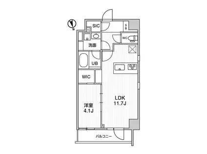 ALTERNA浅草(1LDK/3階)の間取り写真