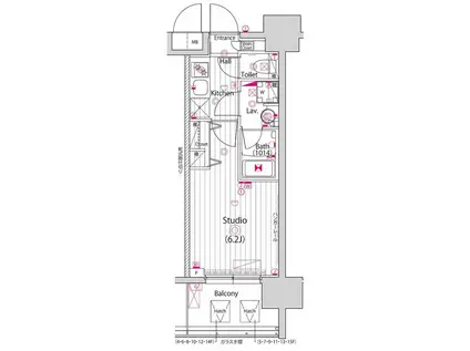 グランド・ガーラ川崎西口(1K/9階)の間取り写真