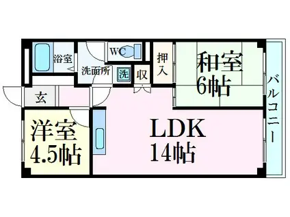 ハイツ野田(3LDK/7階)の間取り写真