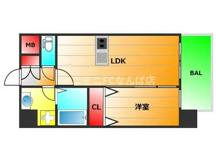 ALZA北堀江(1LDK/3階)の間取り写真