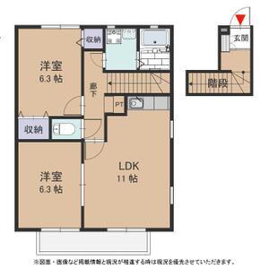 ウエストヴィラヒカリ(2LDK/2階)の間取り写真