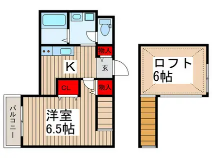 DUO COURT芝下(1K/2階)の間取り写真