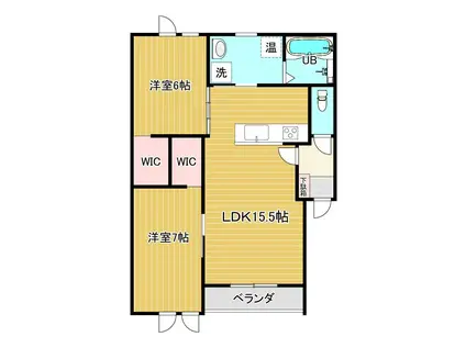 プリマ桂木A(2LDK/1階)の間取り写真