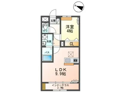 OLIVE(1LDK/1階)の間取り写真