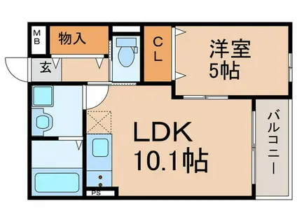 プレサンスクレージュ喜里川町 サウス(1LDK/1階)の間取り写真