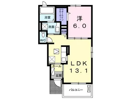 ベレットI(1LDK/1階)の間取り写真