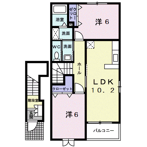 ヴァンクールA(2LDK/2階)の間取り写真