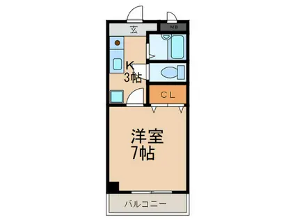 カーサ・ピナール灘(1K/4階)の間取り写真