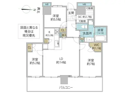 パークシティ柏の葉キャンパス ザ・ゲートタワーイースト(3LDK/25階)の間取り写真