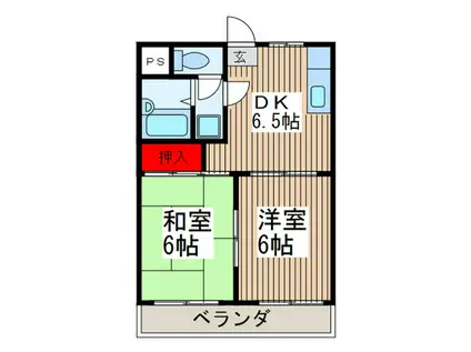 マイネ北越谷(2DK/1階)の間取り写真