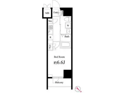 ハーモニーレジデンス横浜みなとみらい002(1K/9階)の間取り写真