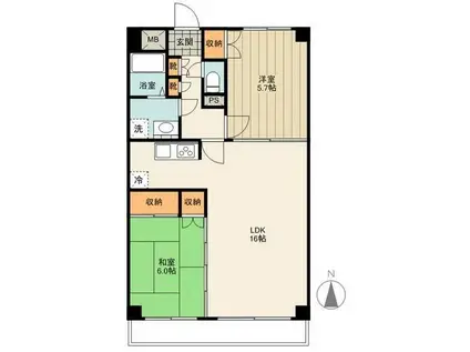 ジョイ・パレス(2LDK/4階)の間取り写真