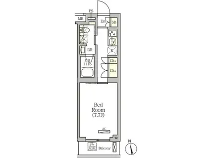 ARKMARK南品川(1K/3階)の間取り写真