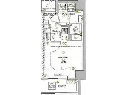 VALORESPAZIO KIYOSUMISHIRAKAWA(1K/6階)の間取り写真