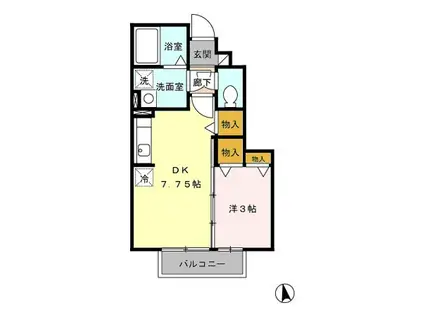 プログレッソA(1DK/1階)の間取り写真