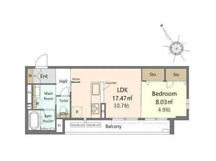 SHMグランテージ(1LDK/2階)の間取り写真