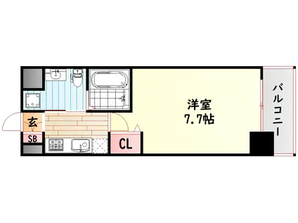 リヴィアス難波ソール(1K/8階)の間取り写真