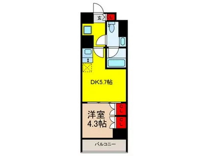 ベルファース人形町(1DK/8階)の間取り写真