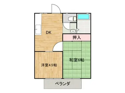 レジデンス白鳥 A(2DK/1階)の間取り写真