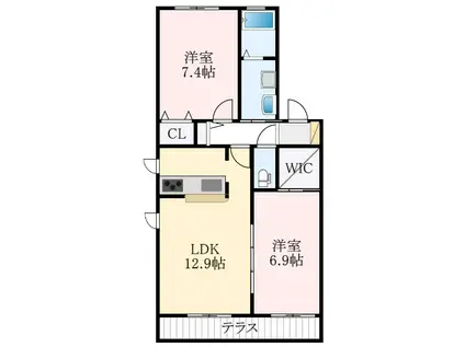 カーサベルデII(2LDK/2階)の間取り写真