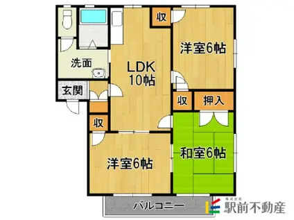 ソレイユ若宮A(3LDK/1階)の間取り写真