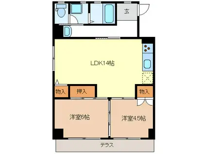 カーサ西丸之内(2LDK/1階)の間取り写真