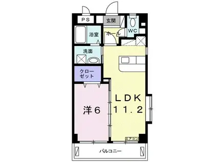 タートル・ソレイユ(1LDK/4階)の間取り写真