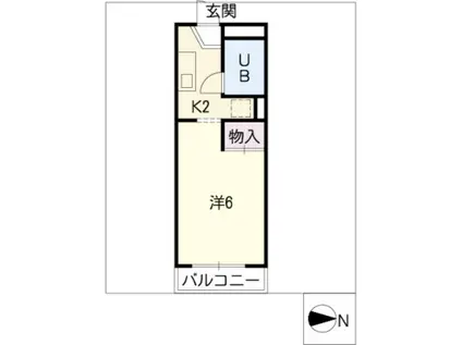 ニュータウン神守II(1K/2階)の間取り写真