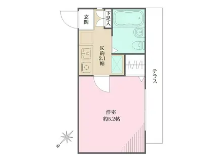 コメット砧(1K/1階)の間取り写真