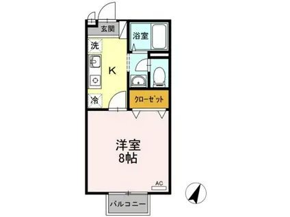 イーストハイム津島(1K/2階)の間取り写真