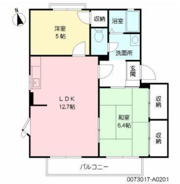 グレイス若宮A(2LDK/2階)の間取り写真