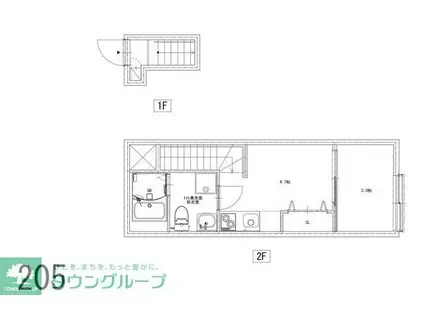 ソルナクレイシア桜新町II(1DK/1階)の間取り写真