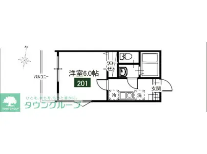 メルディア南元宿(1K/2階)の間取り写真
